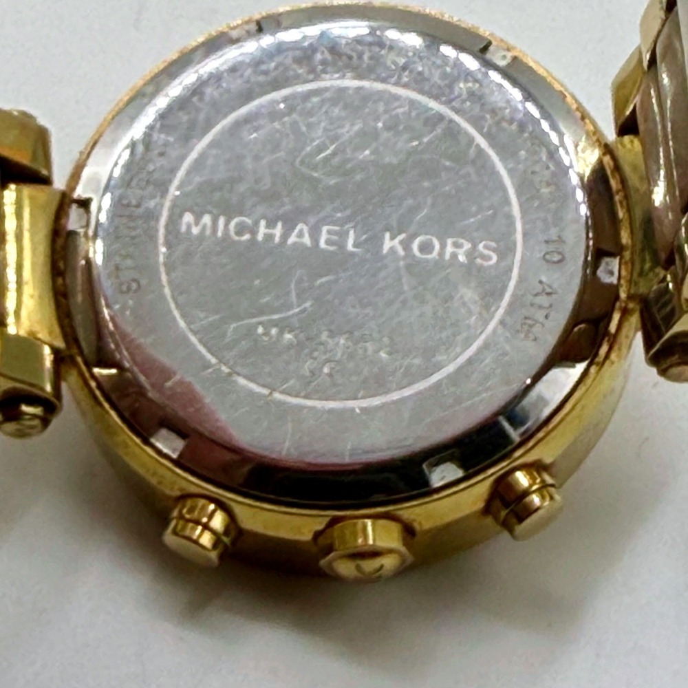 Michael Kors Blair MK5632 Gold Tone Horn Resin Chronograph Crystal Bezel Watch - Picture 5 of 6